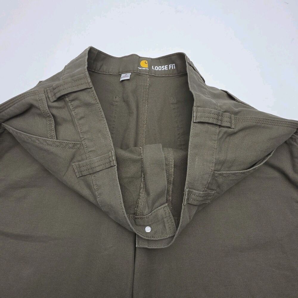 Carhartt Shorts Green Loose Fit Work Cargo Men Sz 36 Flat 9.5" Inseam Canvas - Picture 6 of 13